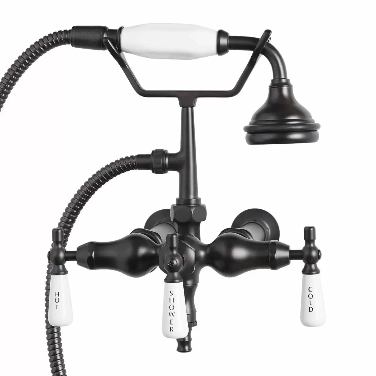MAIDSTONE Bathroom Wall Mount Down Spout Clawfoot Tub Faucet with Handshower