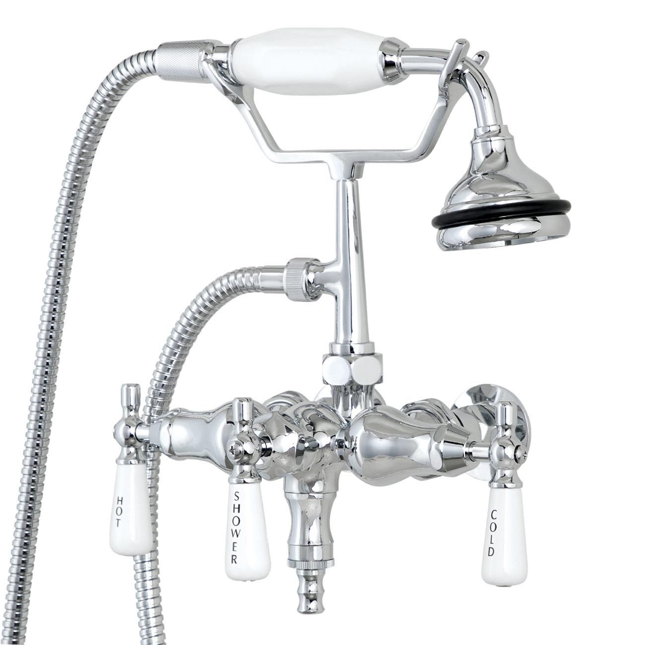 MAIDSTONE Bathroom Wall Mount Down Spout Clawfoot Tub Faucet with Handshower