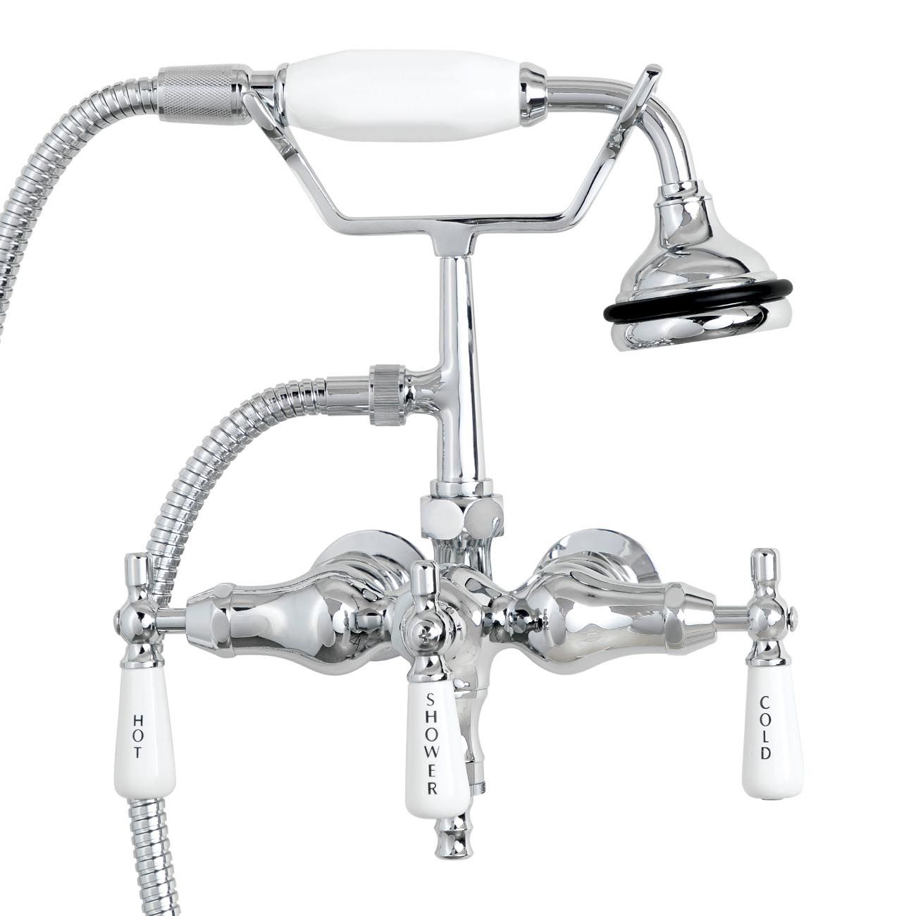 MAIDSTONE Bathroom Wall Mount Down Spout Clawfoot Tub Faucet with Handshower