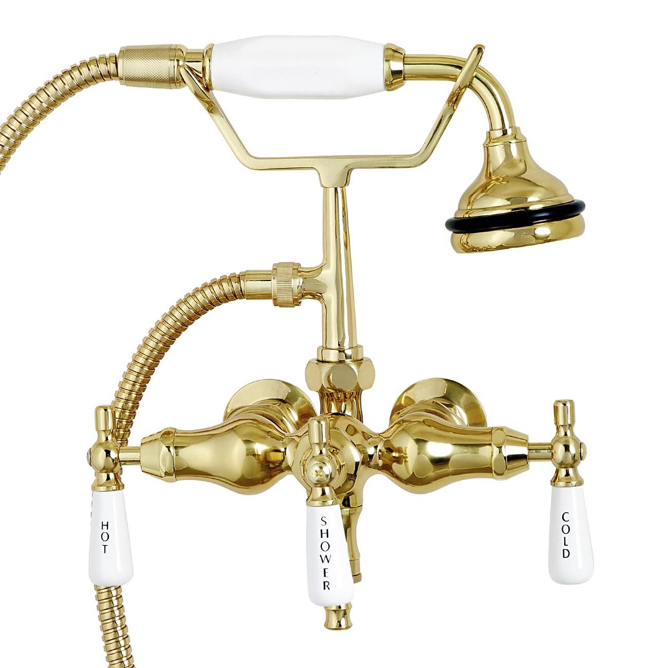 MAIDSTONE Bathroom Wall Mount Down Spout Clawfoot Tub Faucet with Handshower