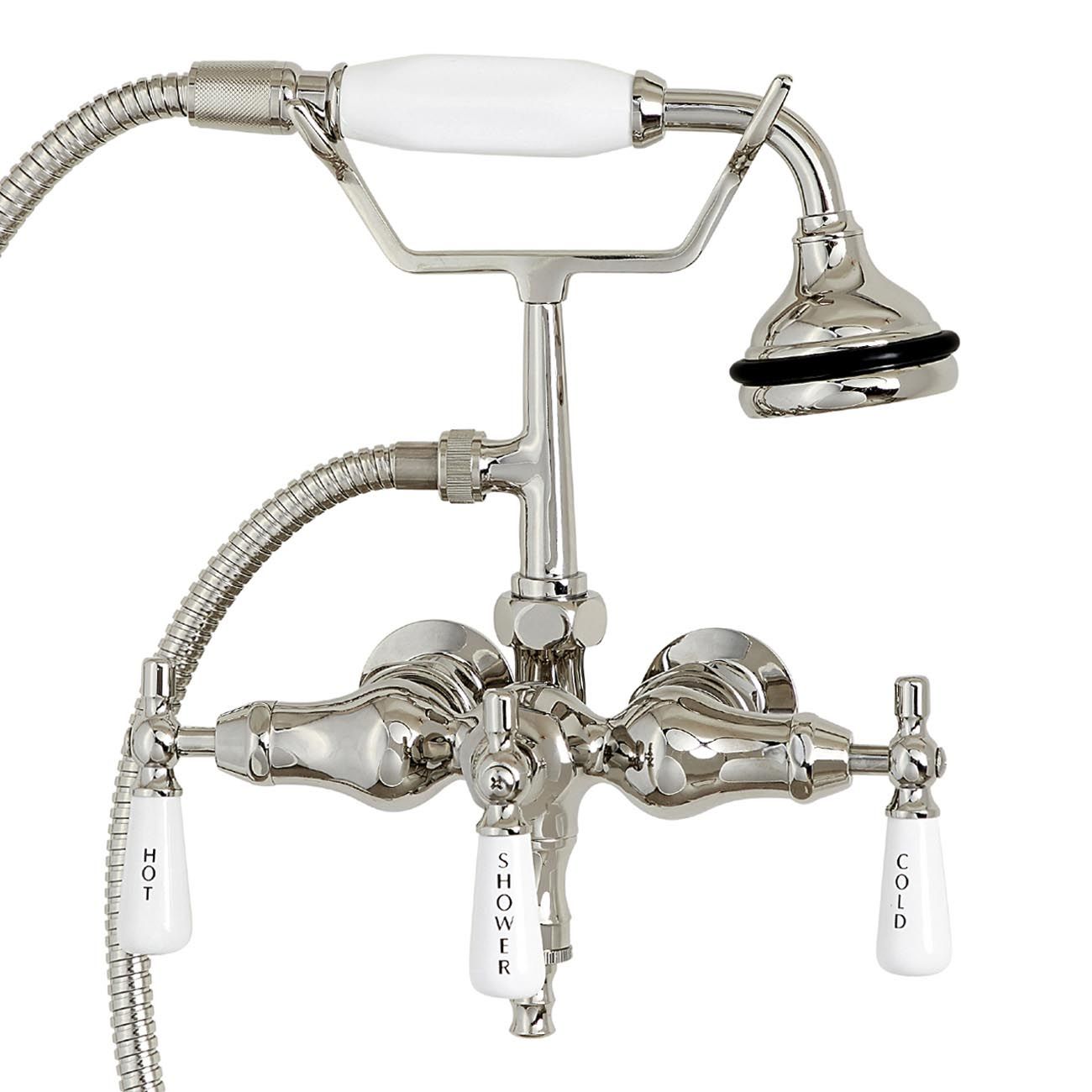 MAIDSTONE Bathroom Wall Mount Down Spout Clawfoot Tub Faucet with Handshower