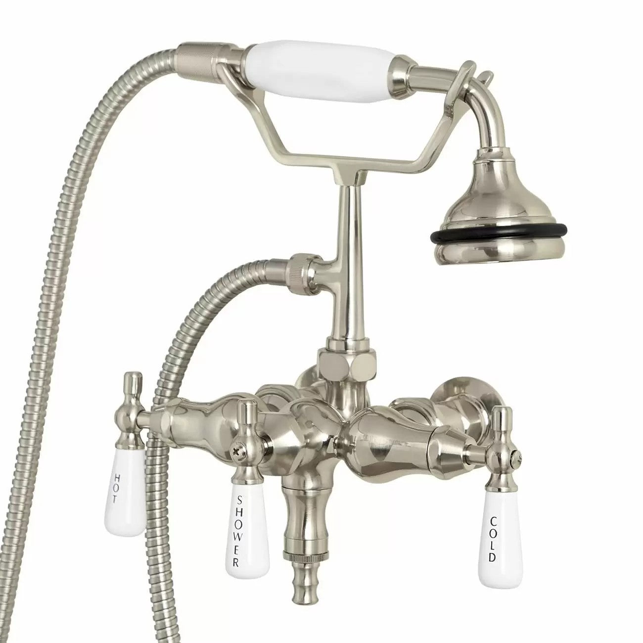MAIDSTONE Bathroom Wall Mount Down Spout Clawfoot Tub Faucet with Handshower