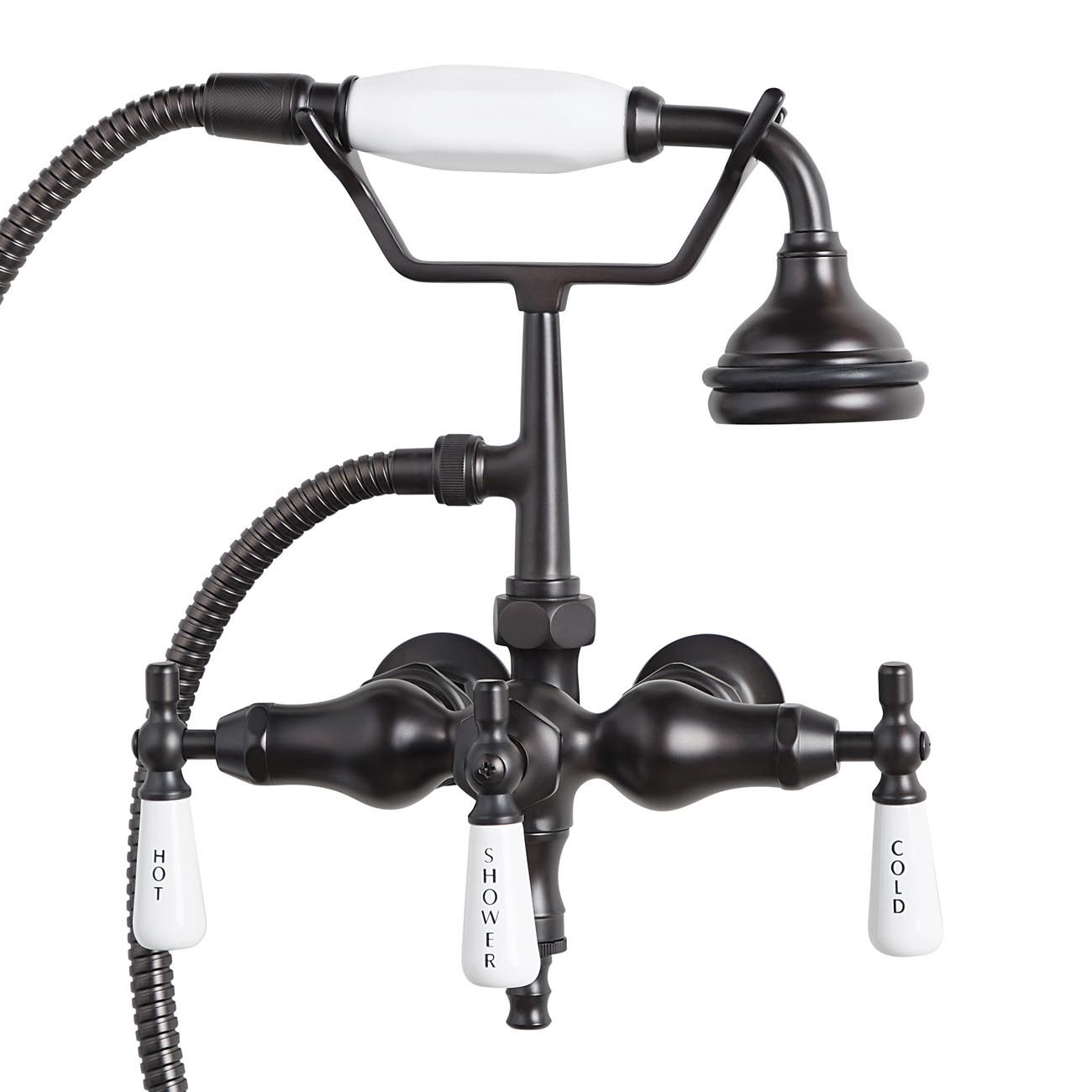 MAIDSTONE Bathroom Wall Mount Down Spout Clawfoot Tub Faucet with Handshower
