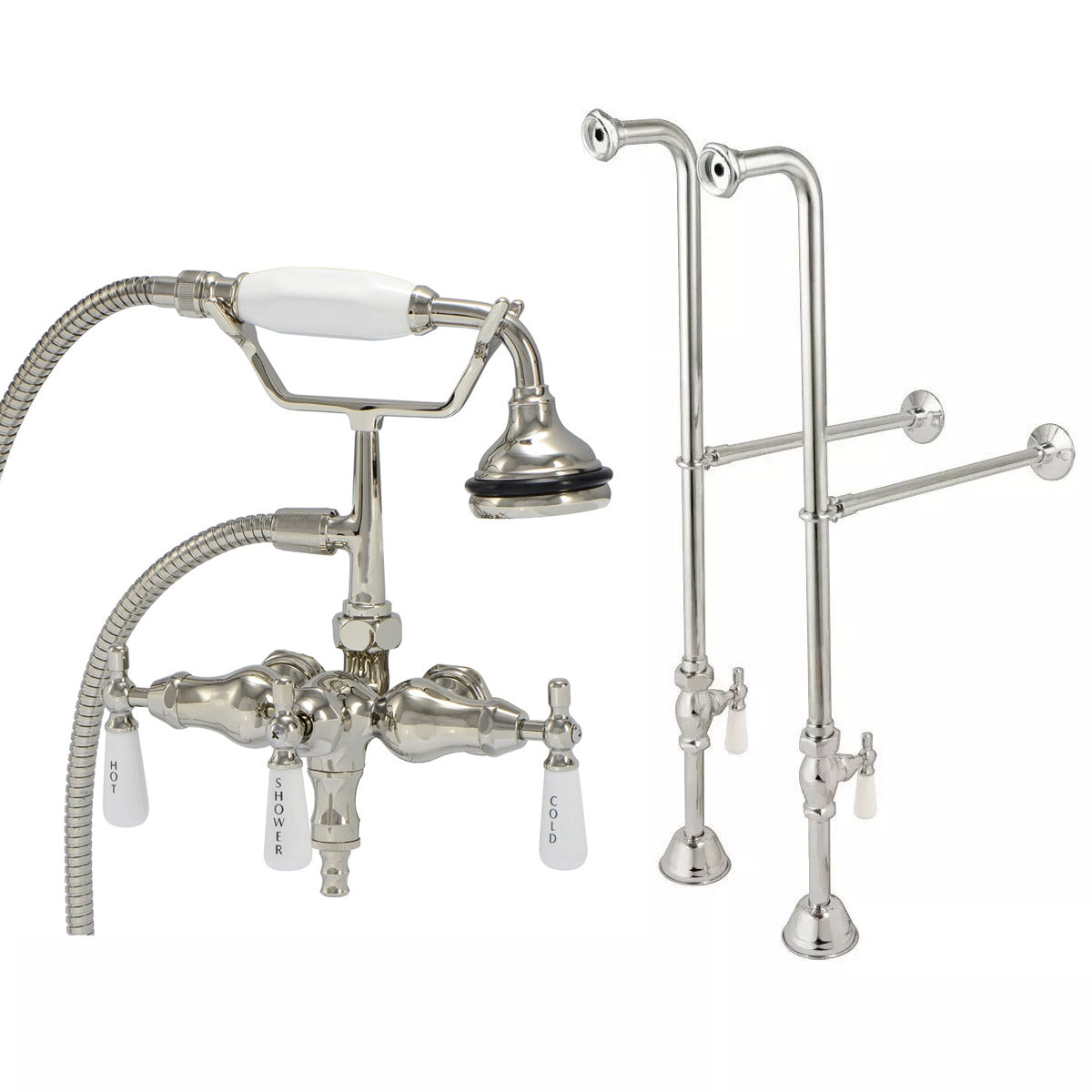 MAIDSTONE Freestanding Downspout Clawfoot Bathtub Faucet with Handshower