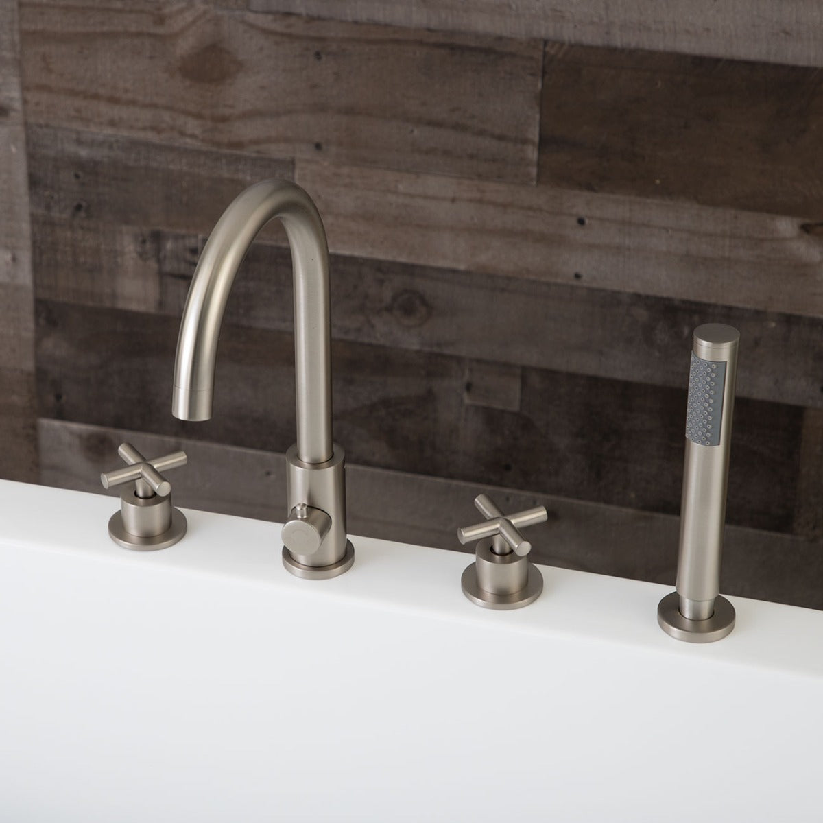 MAIDSTONE Roman Deck Mount Tub Faucet with Handshower