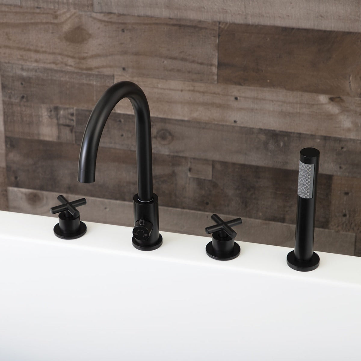 MAIDSTONE Roman Deck Mount Tub Faucet with Handshower