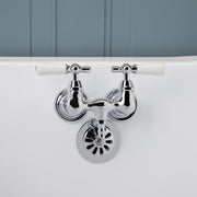 MAIDSTONE Clawfoot Tub Wall Mount Faucet - Porcelain Lever Handles