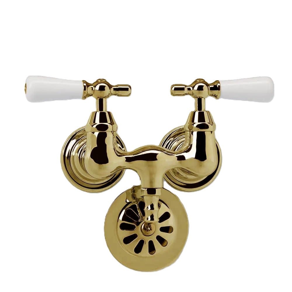 MAIDSTONE Clawfoot Tub Wall Mount Faucet - Porcelain Lever Handles