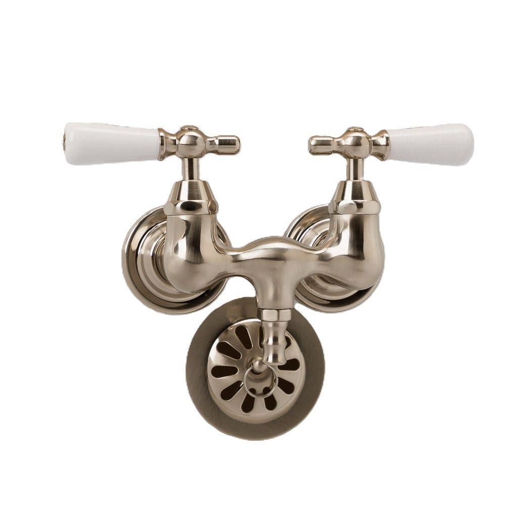 MAIDSTONE Clawfoot Tub Wall Mount Faucet - Porcelain Lever Handles