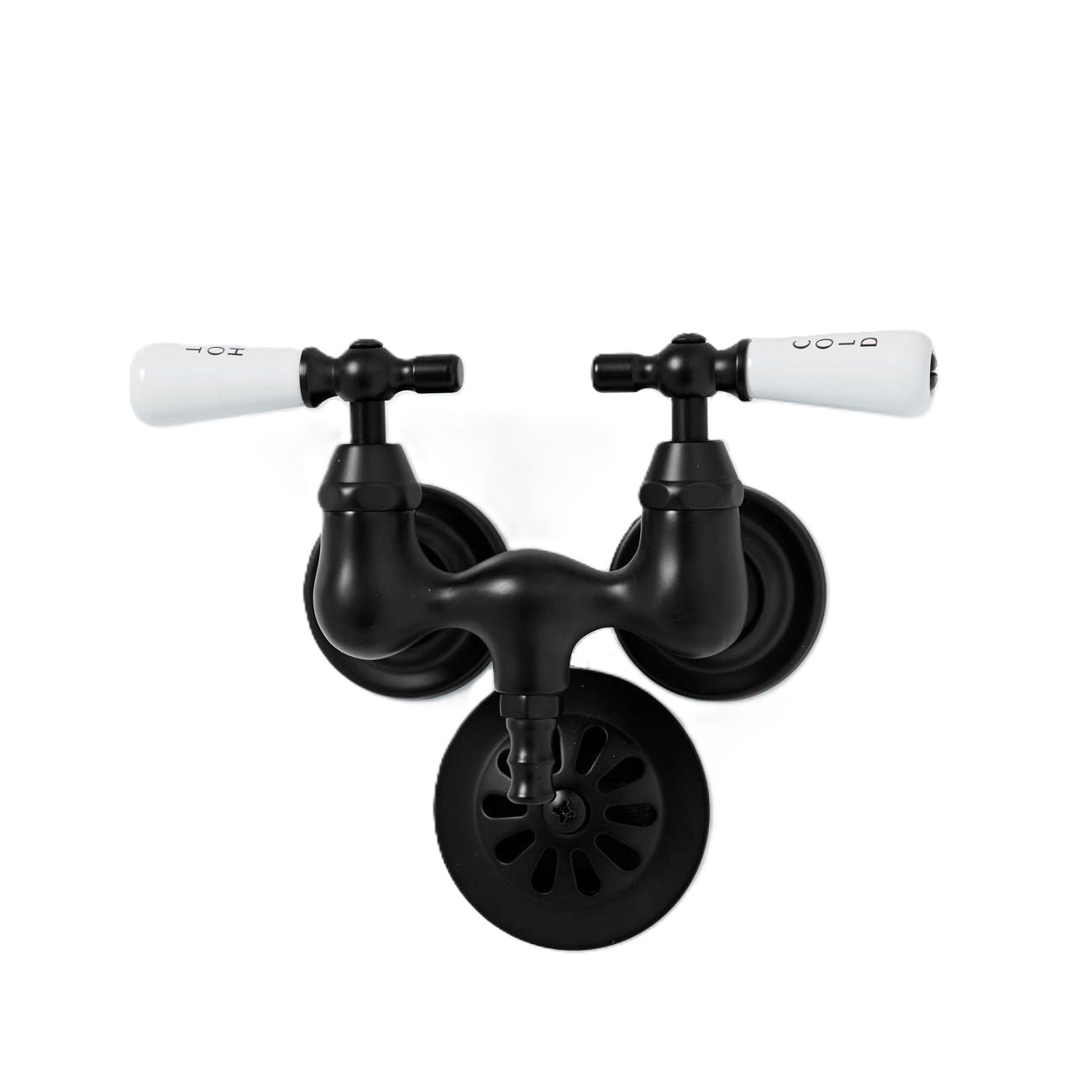 MAIDSTONE Clawfoot Tub Wall Mount Faucet - Porcelain Lever Handles