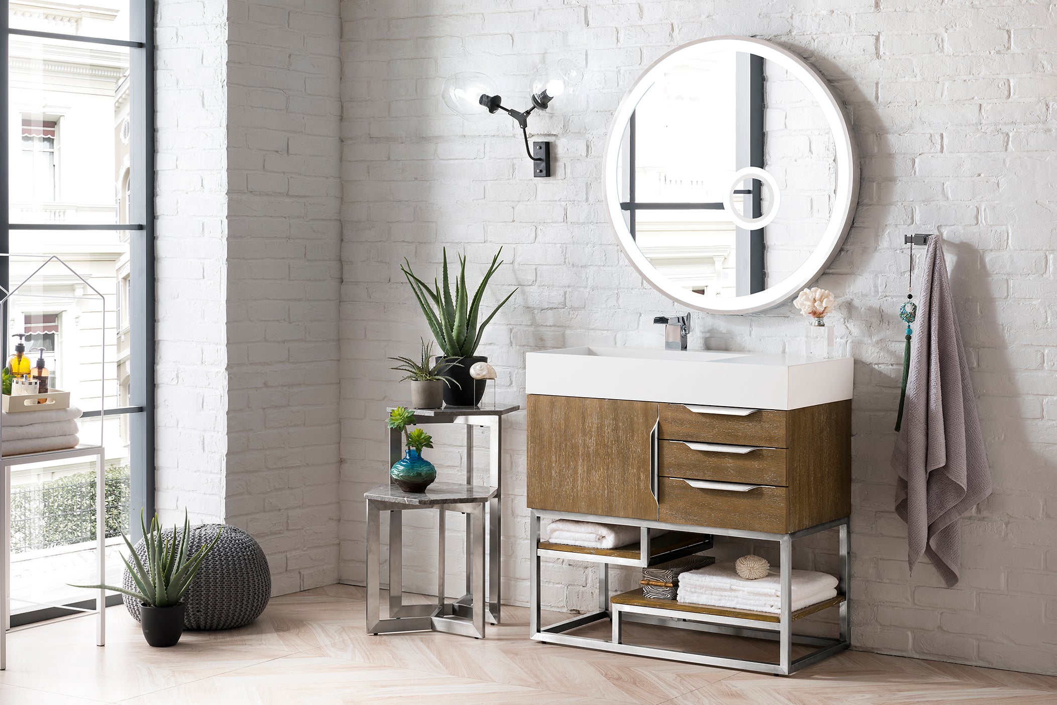 James Martin Columbia 36" Freestanding Single Vanity with Mineral Composite Stone Countertop