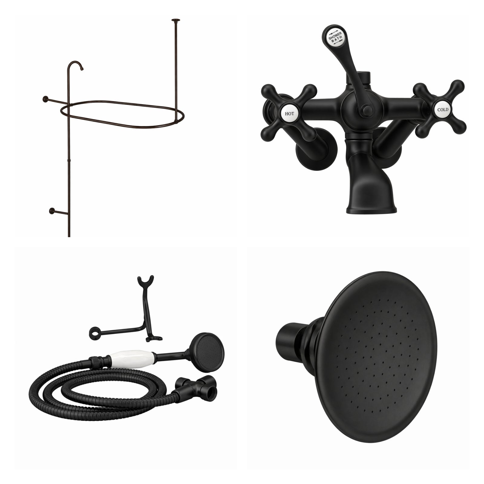 MAIDSTONE Tub Wall Mount Shower Kit with Classic Spout Faucet