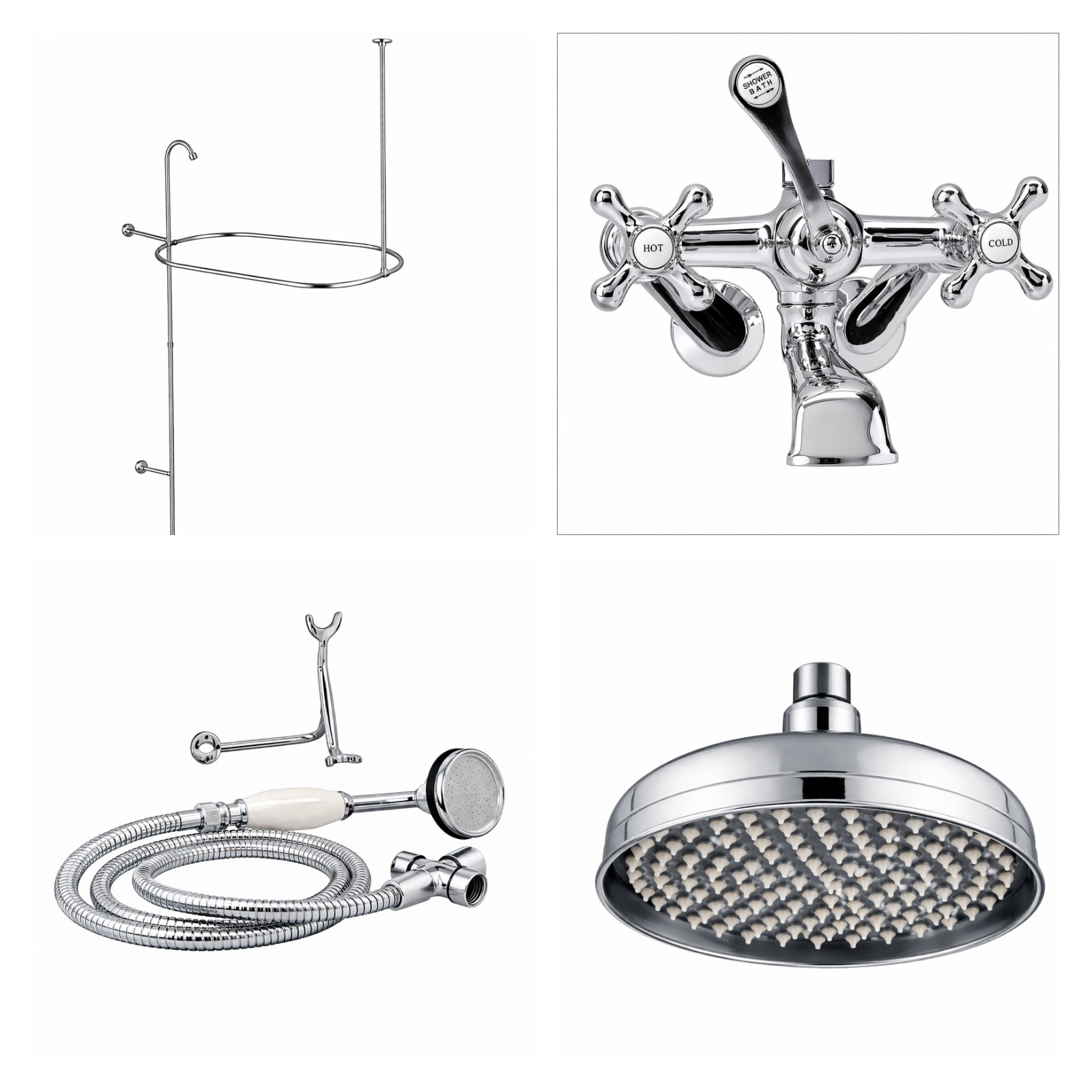 MAIDSTONE Tub Wall Mount Shower Kit with Classic Spout Faucet