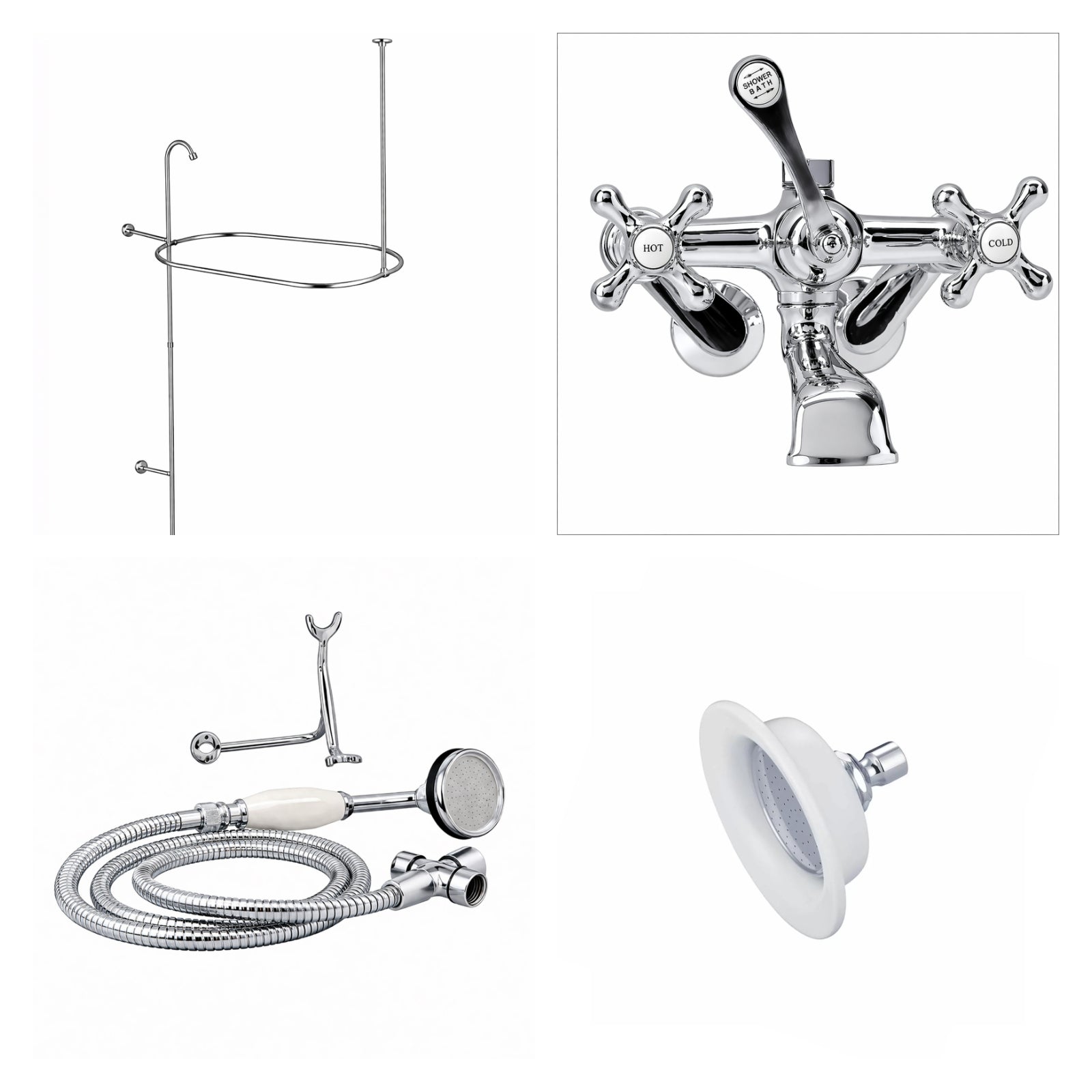 MAIDSTONE Tub Wall Mount Shower Kit with Classic Spout Faucet