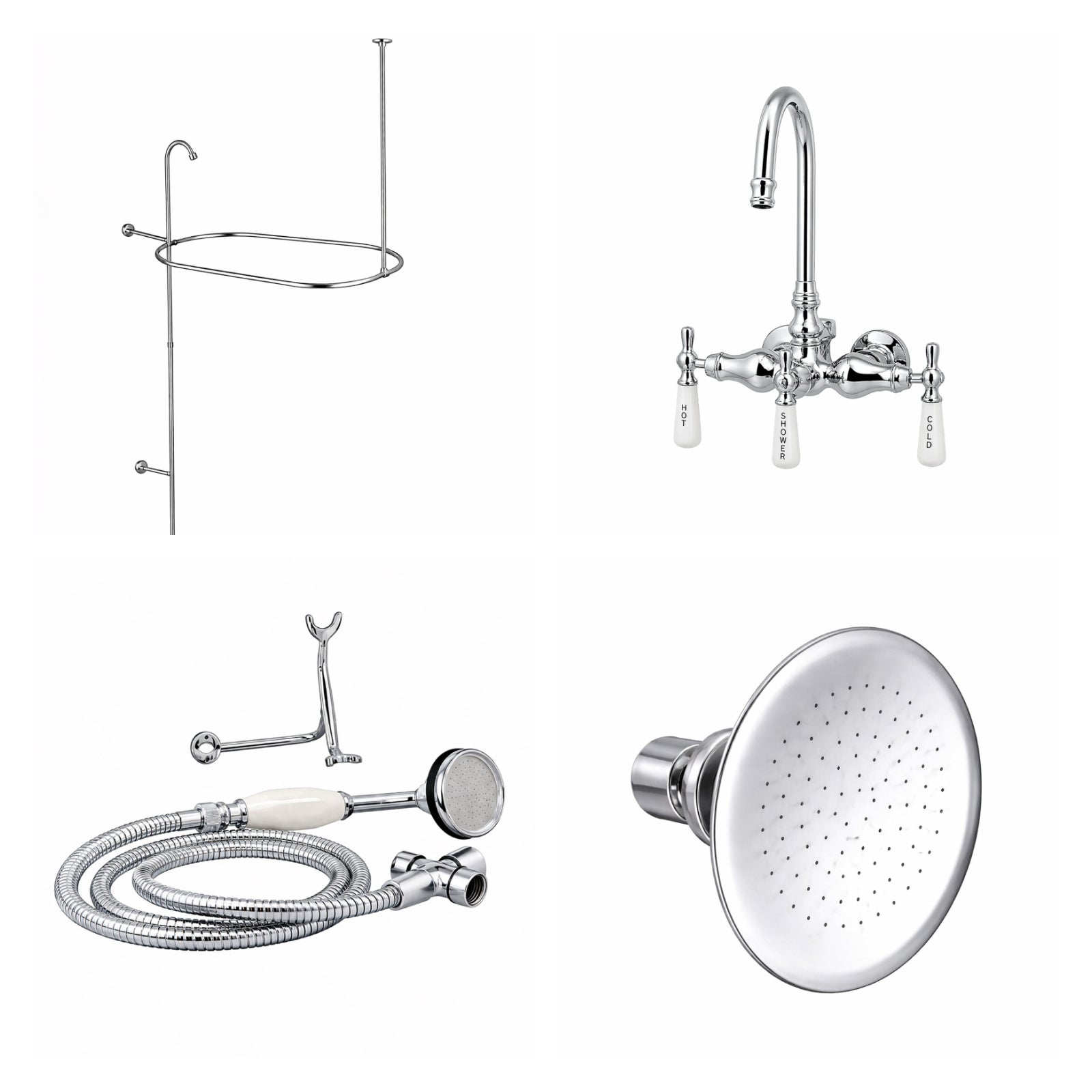 MAIDSTONE Tub Wall Mount Shower Kit with Gooseneck Faucet