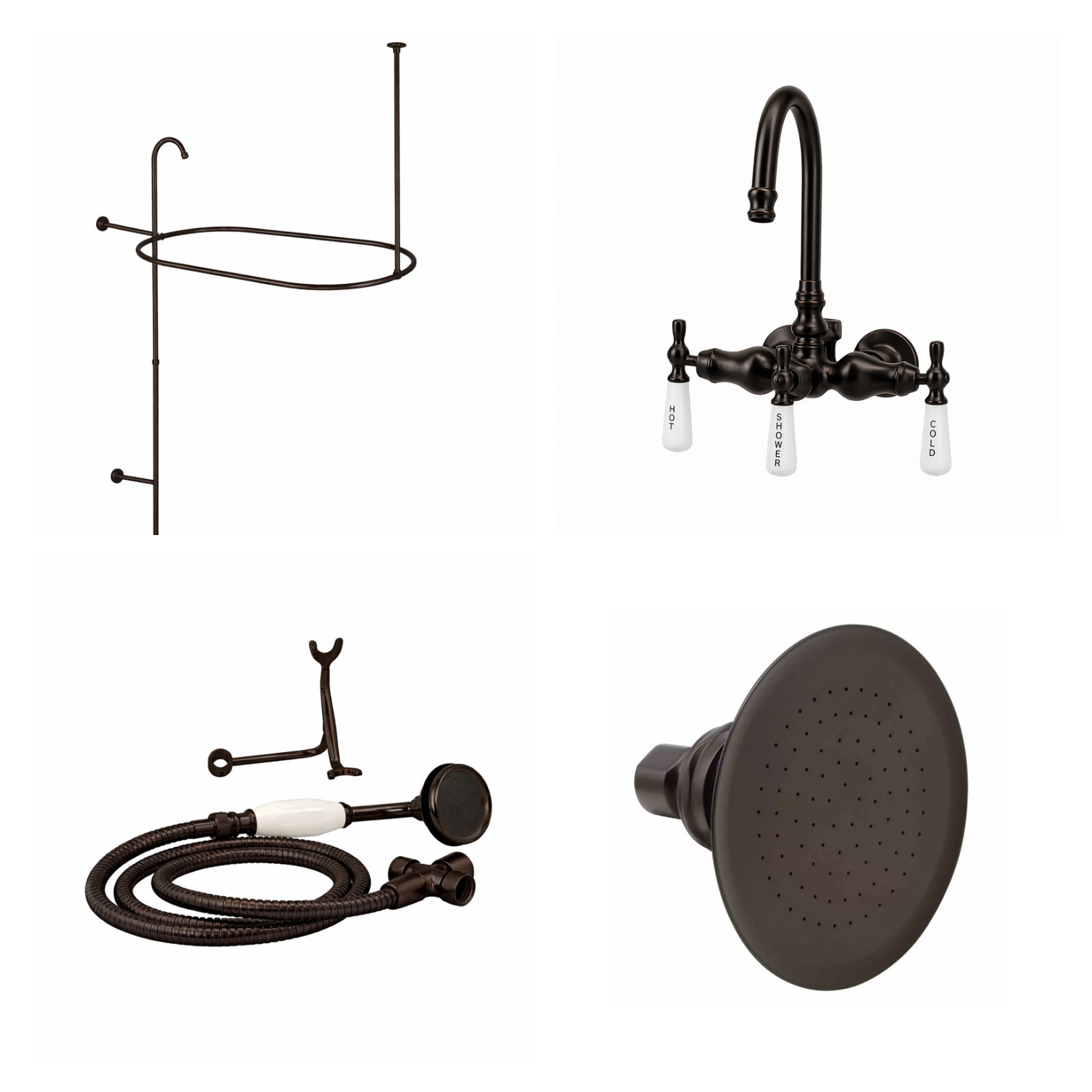 MAIDSTONE Tub Wall Mount Shower Kit with Gooseneck Faucet