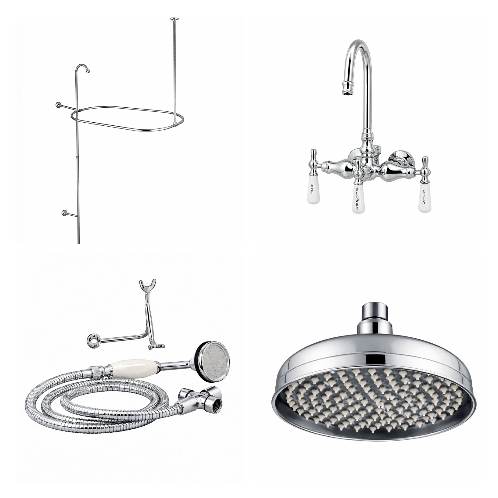MAIDSTONE Tub Wall Mount Shower Kit with Gooseneck Faucet