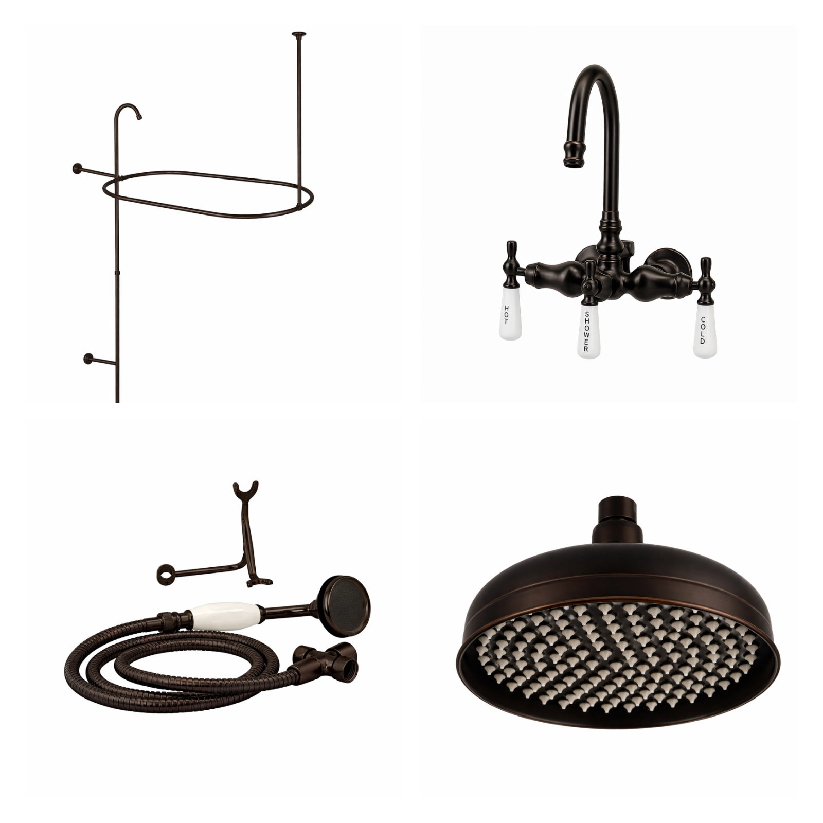 MAIDSTONE Tub Wall Mount Shower Kit with Gooseneck Faucet