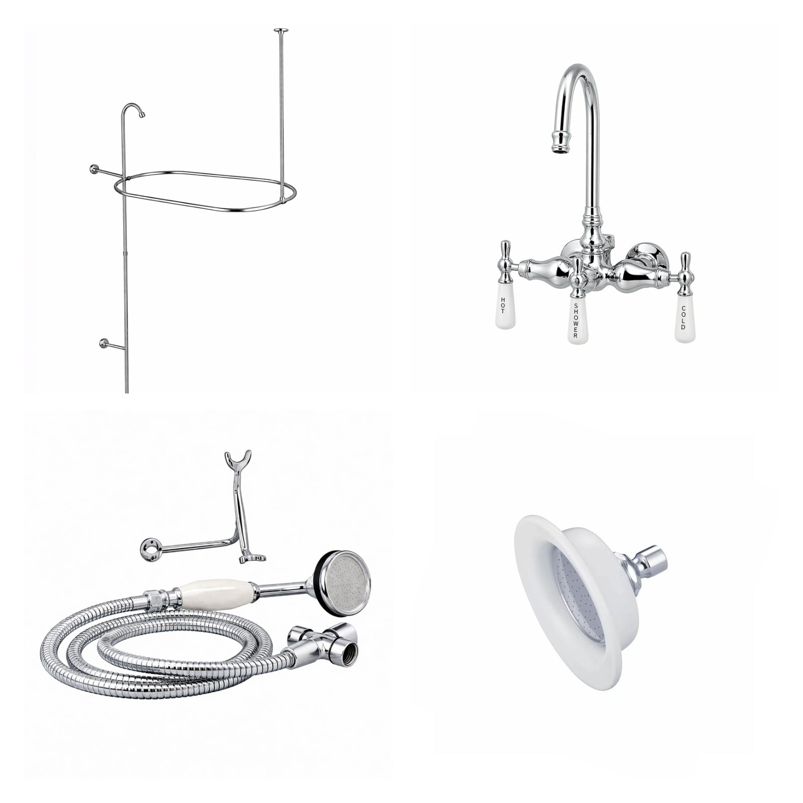 MAIDSTONE Tub Wall Mount Shower Kit with Gooseneck Faucet