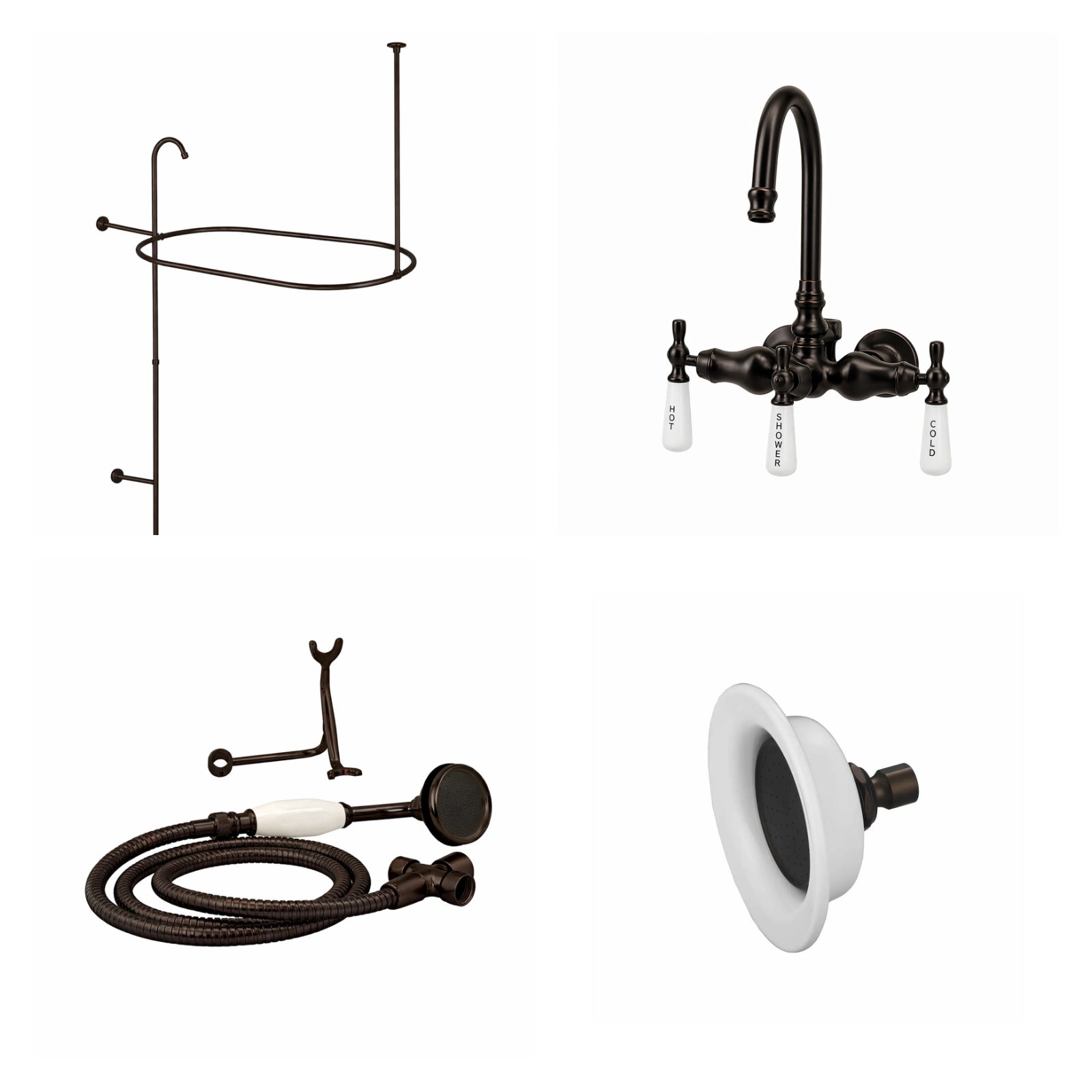 MAIDSTONE Tub Wall Mount Shower Kit with Gooseneck Faucet