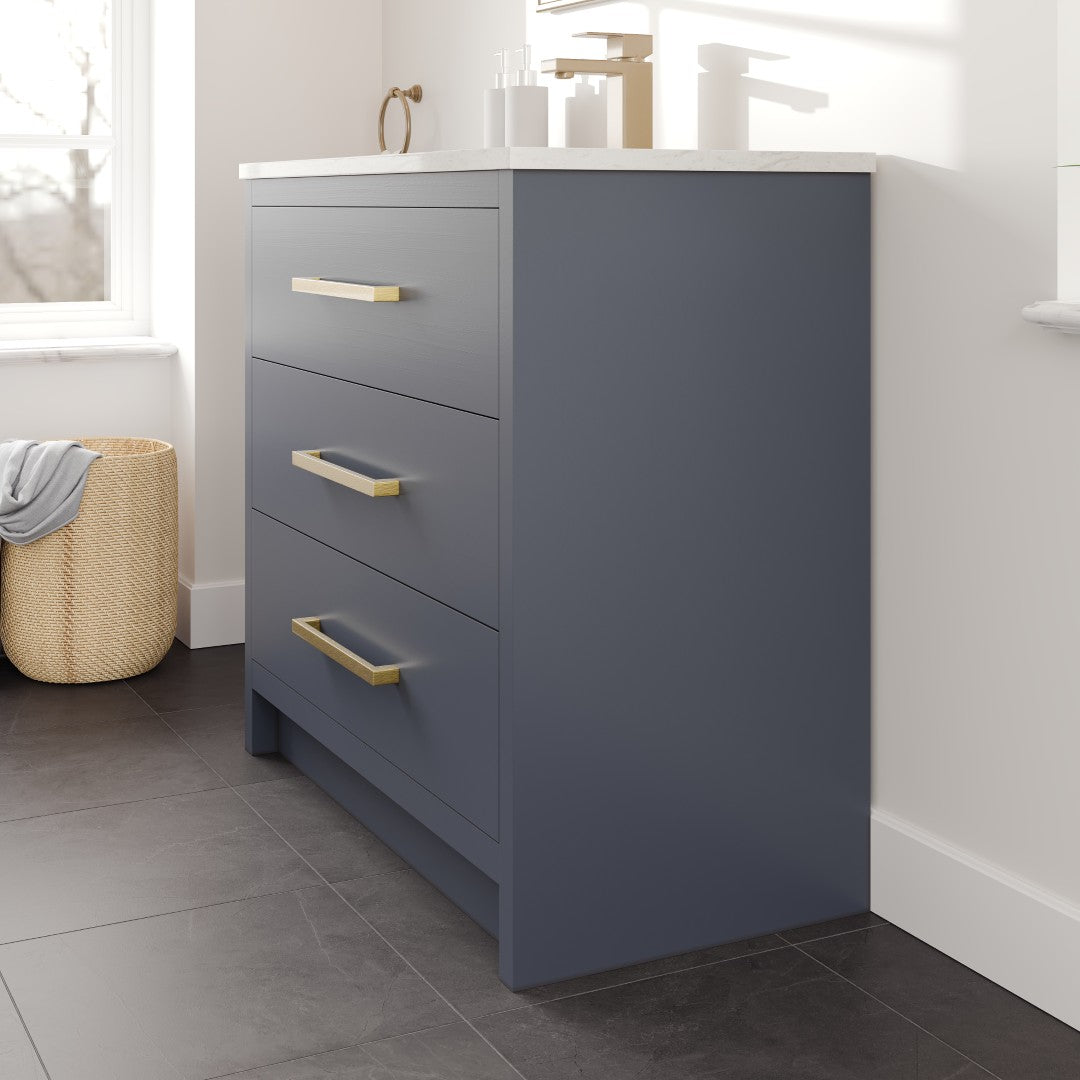 Eviva Curio Bath Vanity with Carrara Quartz Top and Undermount Porcelain Sink (24"-60")