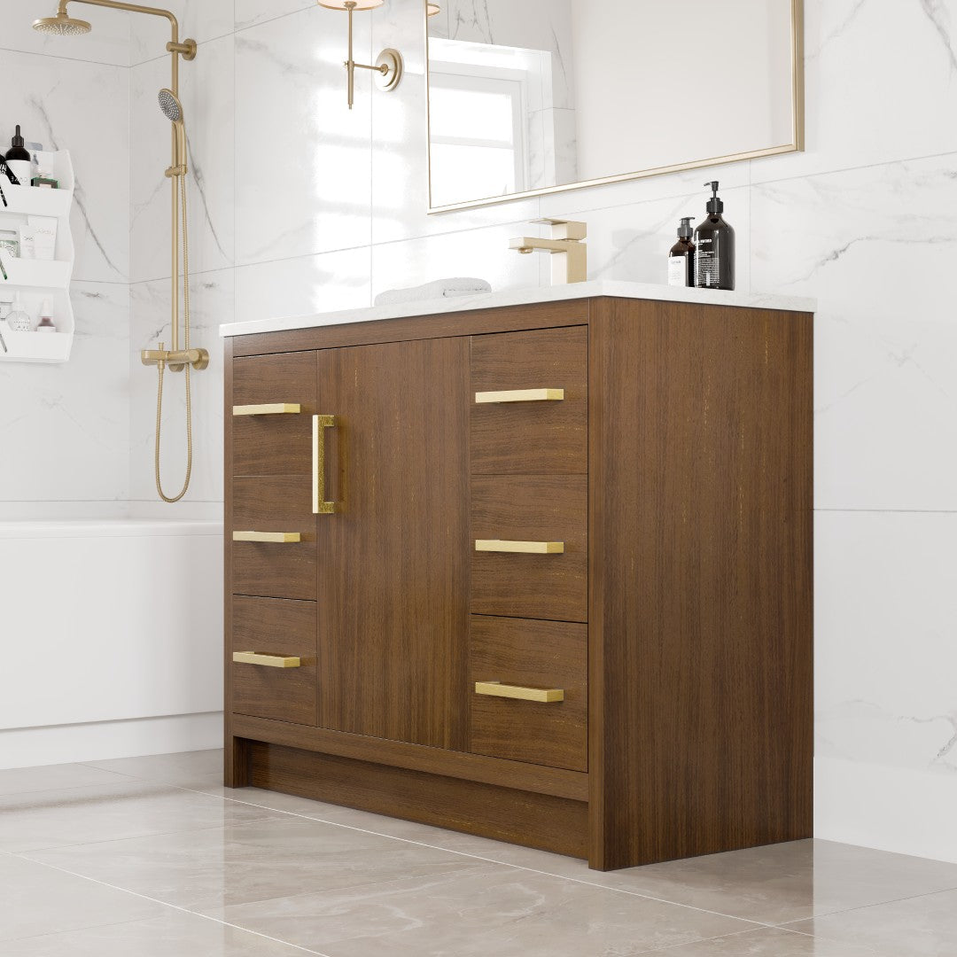 Eviva Curio Bath Vanity with Carrara Quartz Top and Undermount Porcelain Sink (24"-60")