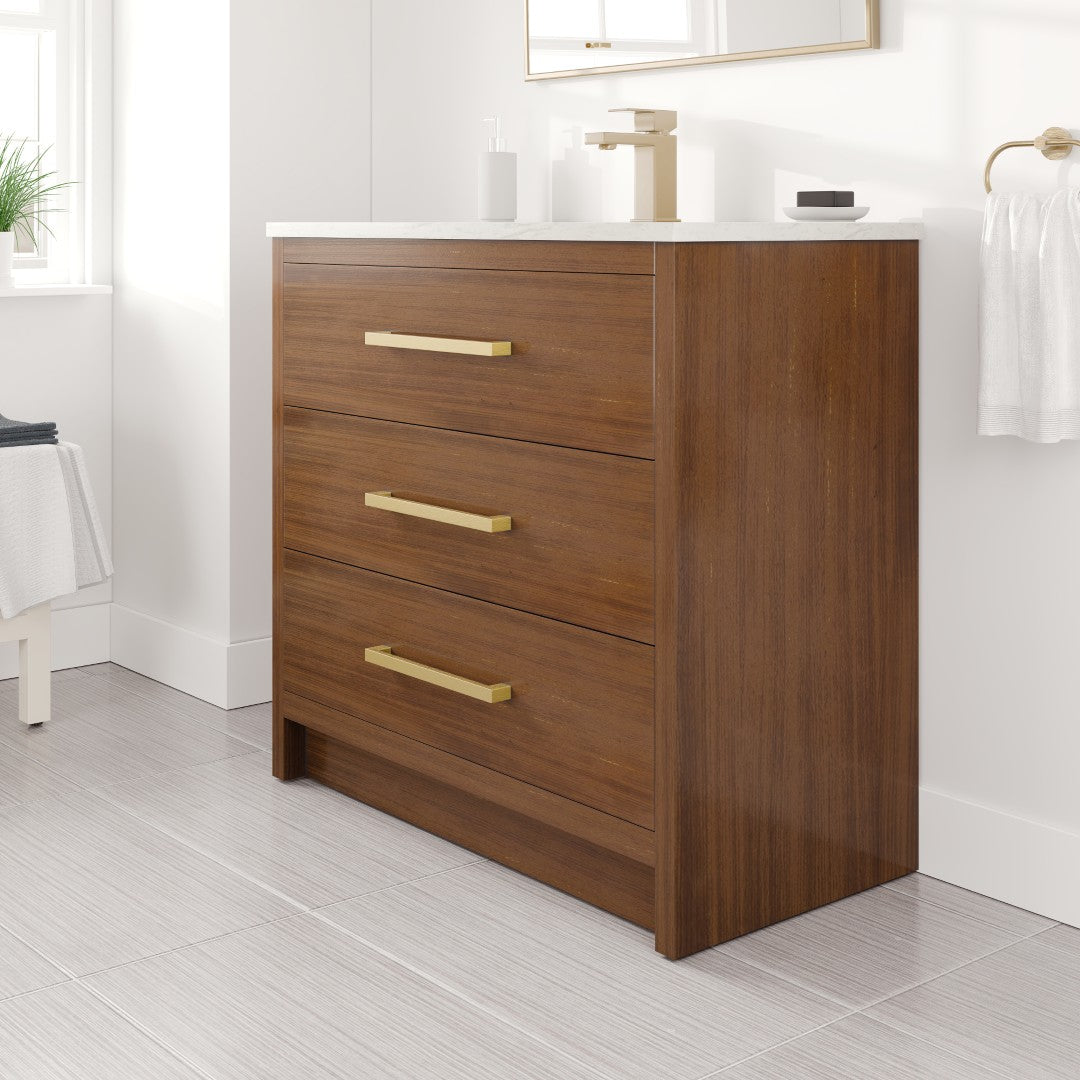 Eviva Curio Bath Vanity with Carrara Quartz Top and Undermount Porcelain Sink (24"-60")
