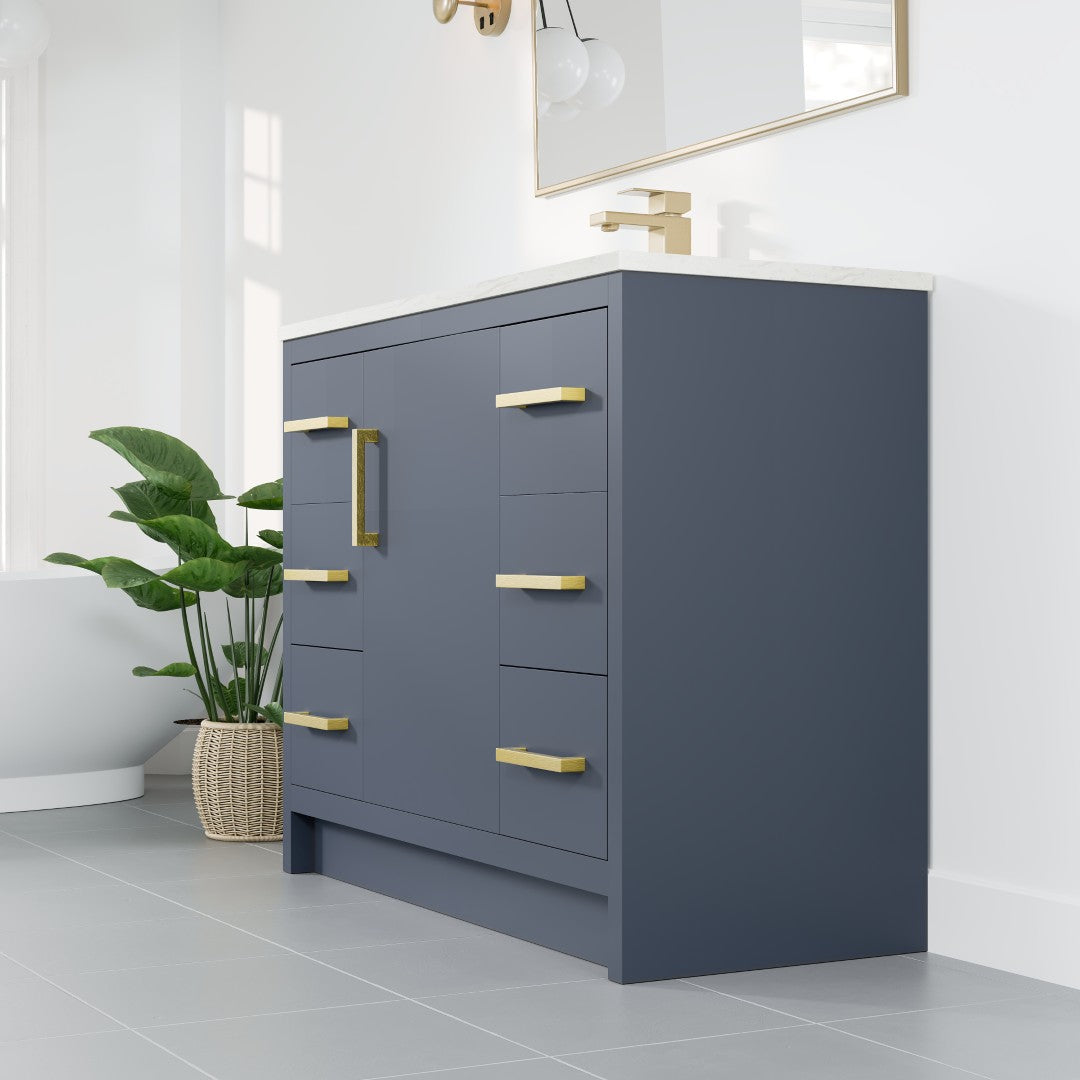 Eviva Curio Bath Vanity with Carrara Quartz Top and Undermount Porcelain Sink (24"-60")
