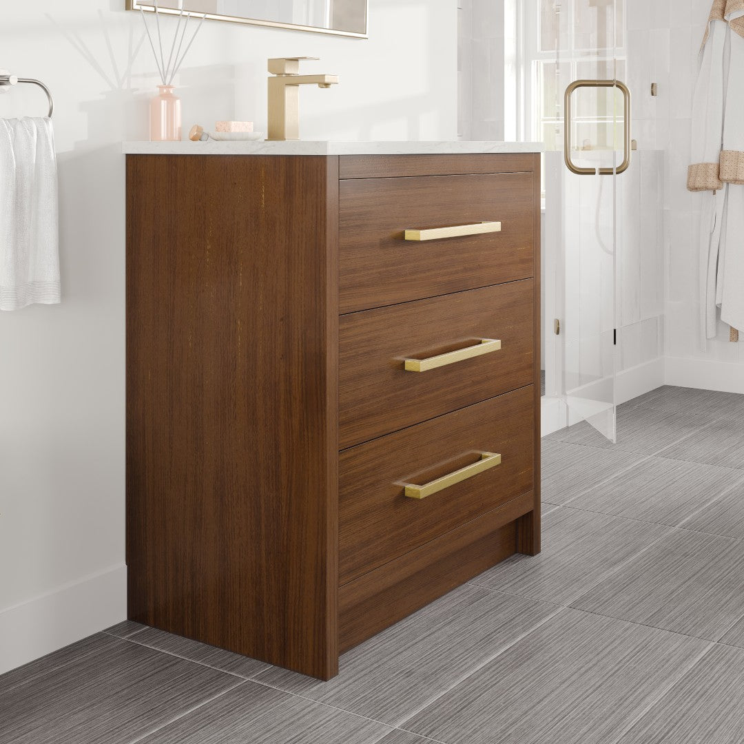 Eviva Curio Bath Vanity with Carrara Quartz Top and Undermount Porcelain Sink (24"-60")