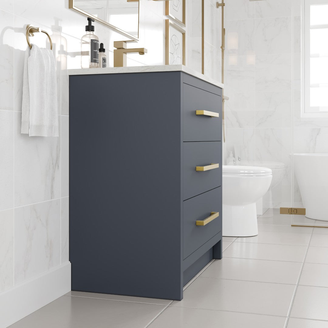 Eviva Curio Bath Vanity with Carrara Quartz Top and Undermount Porcelain Sink (24"-60")