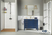 Ashley 42" Navy Blue Bathroom Vanity with Quartz Top & Gold Hardware