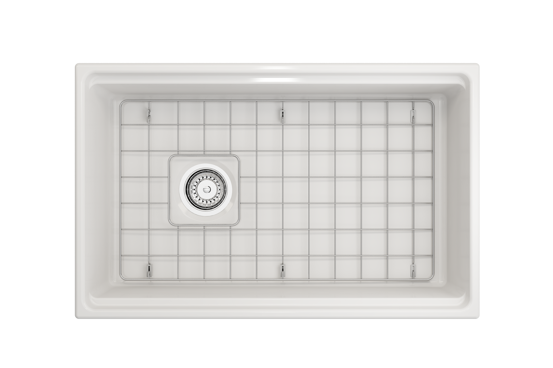 Contempo Step-Rim Apron Front Fireclay 30 in. Single Bowl Kitchen Sink with Integrated Work Station & Accessories 1344