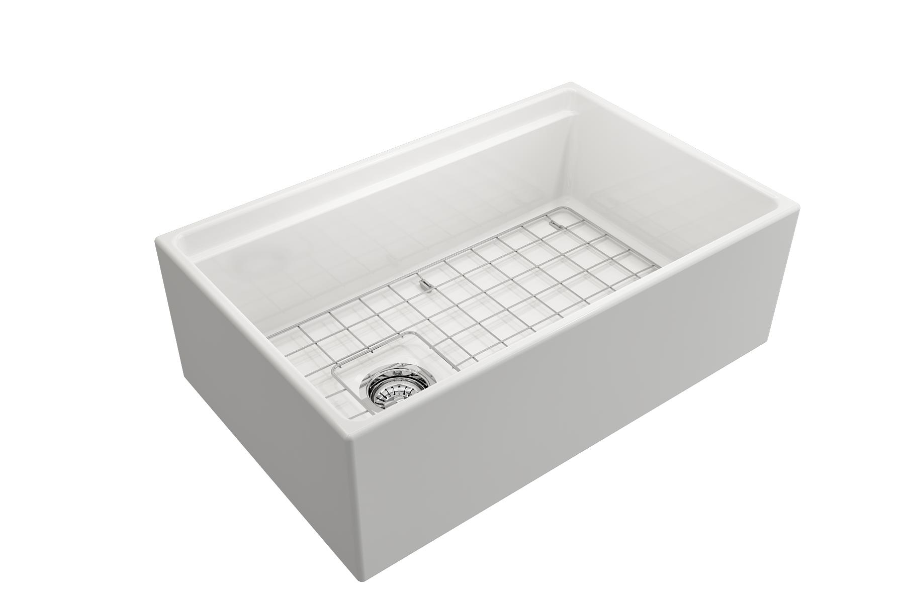 Contempo Step-Rim Apron Front Fireclay 30 in. Single Bowl Kitchen Sink with Integrated Work Station & Accessories 1344