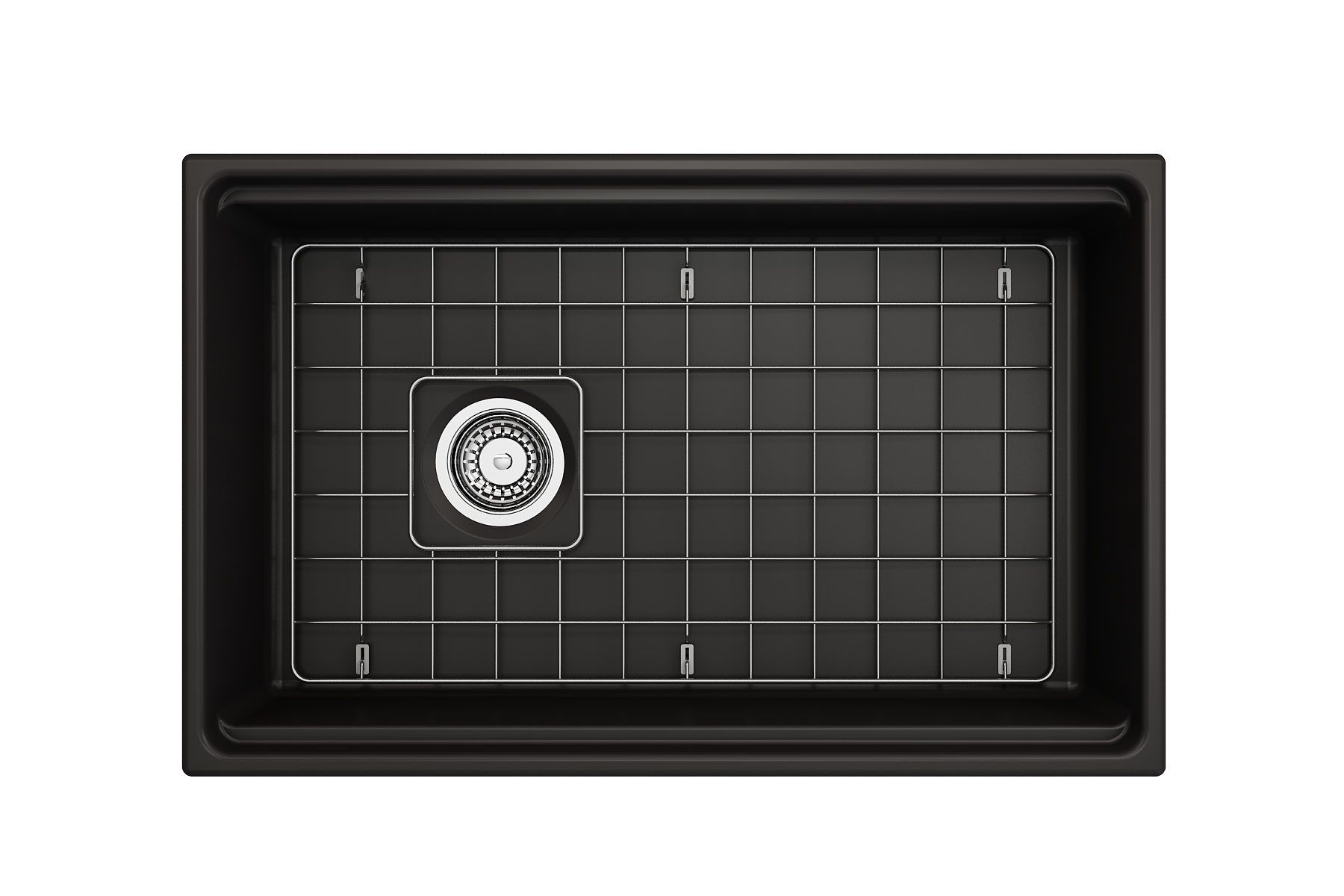Contempo Step-Rim Apron Front Fireclay 30 in. Single Bowl Kitchen Sink with Integrated Work Station & Accessories 1344