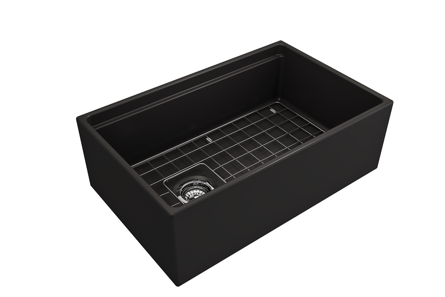 Contempo Step-Rim Apron Front Fireclay 30 in. Single Bowl Kitchen Sink with Integrated Work Station & Accessories 1344
