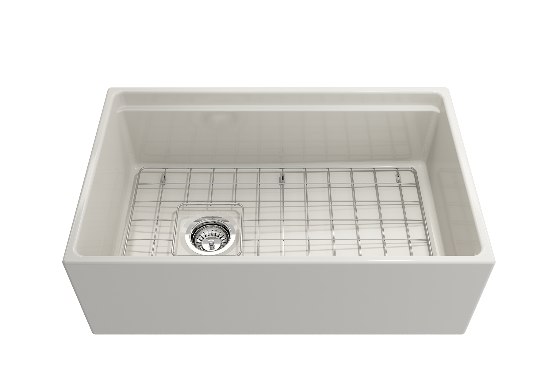 Contempo Step-Rim Apron Front Fireclay 30 in. Single Bowl Kitchen Sink with Integrated Work Station & Accessories 1344
