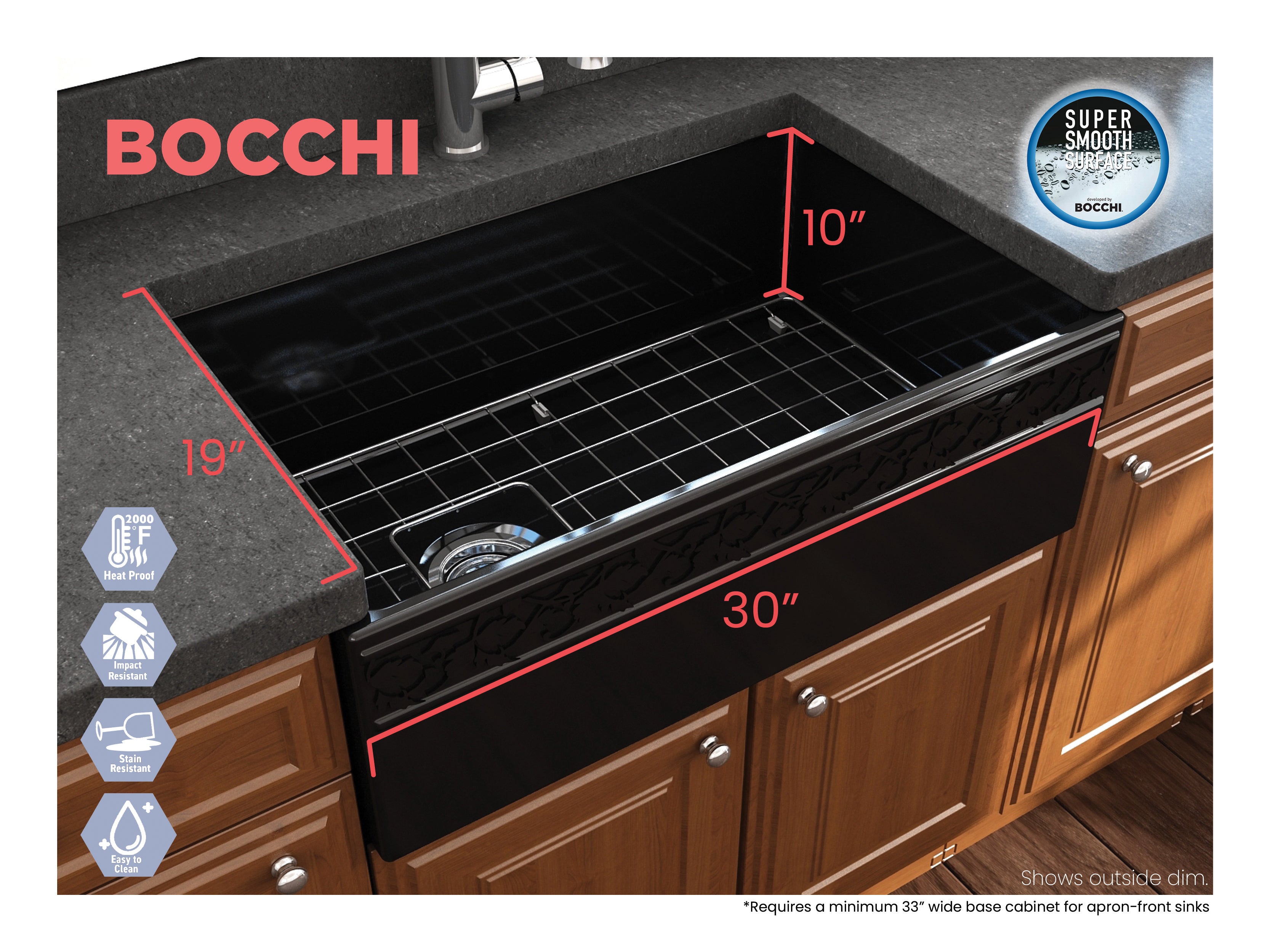 VIGNETO 30 Fireclay Apron-Front Farmhouse Sinks