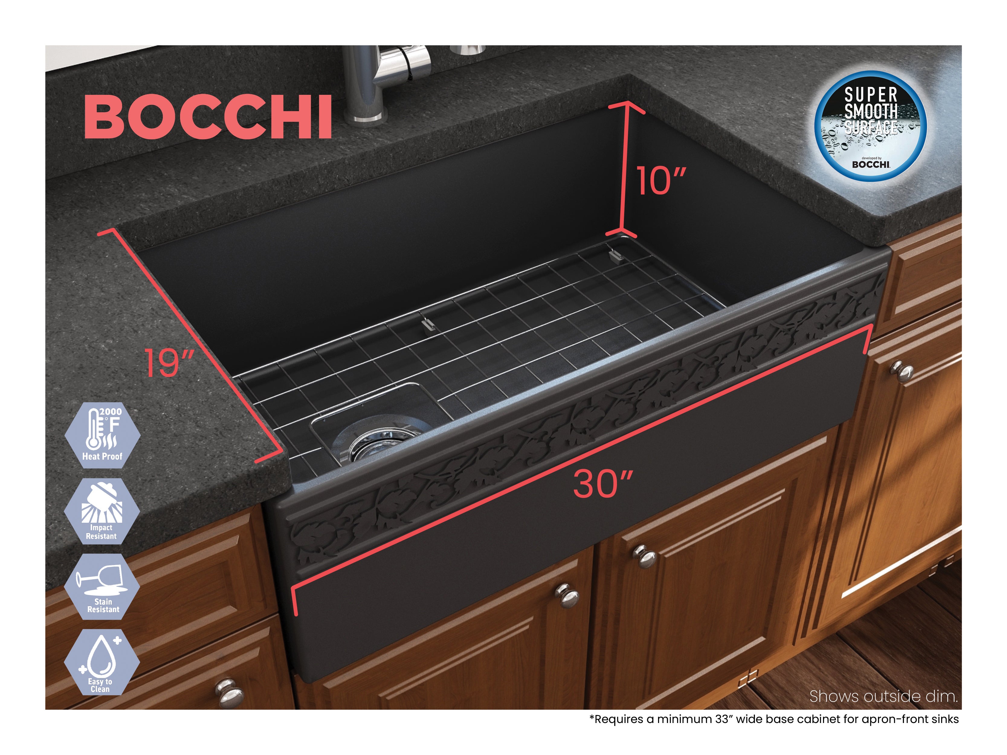 VIGNETO 30 Fireclay Apron-Front Farmhouse Sinks