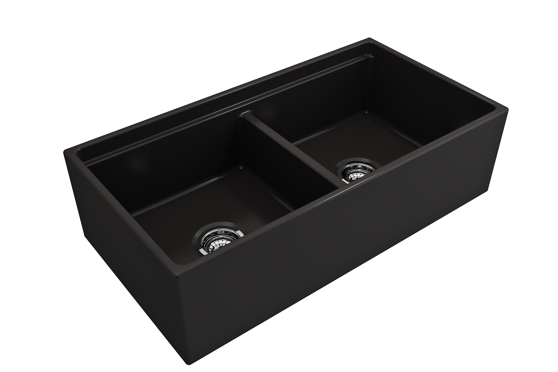Contempo Step-Rim Apron Front Fireclay 36 in. Double Bowl Kitchen Sink with Integrated Work Station & Accessories 1348