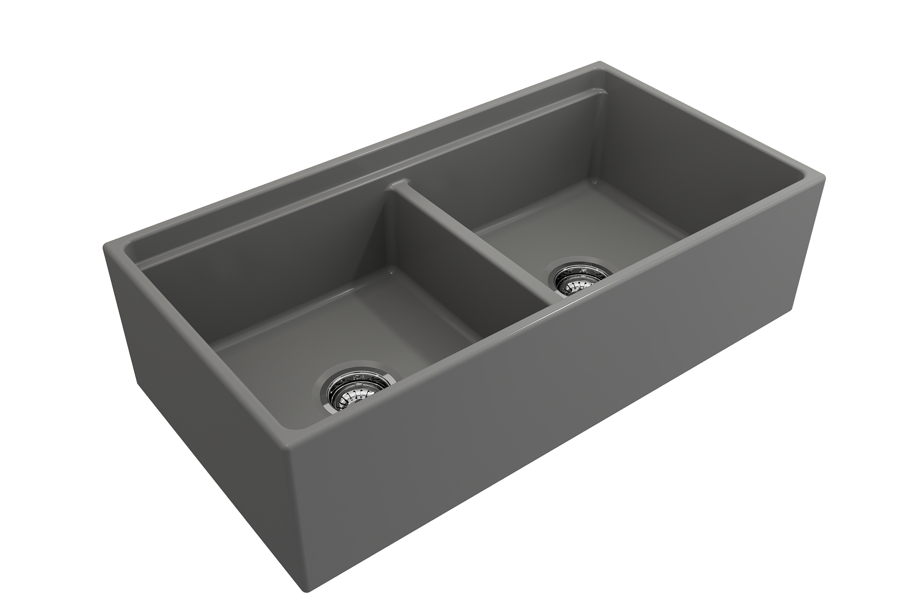 Contempo Step-Rim Apron Front Fireclay 36 in. Double Bowl Kitchen Sink with Integrated Work Station & Accessories 1348