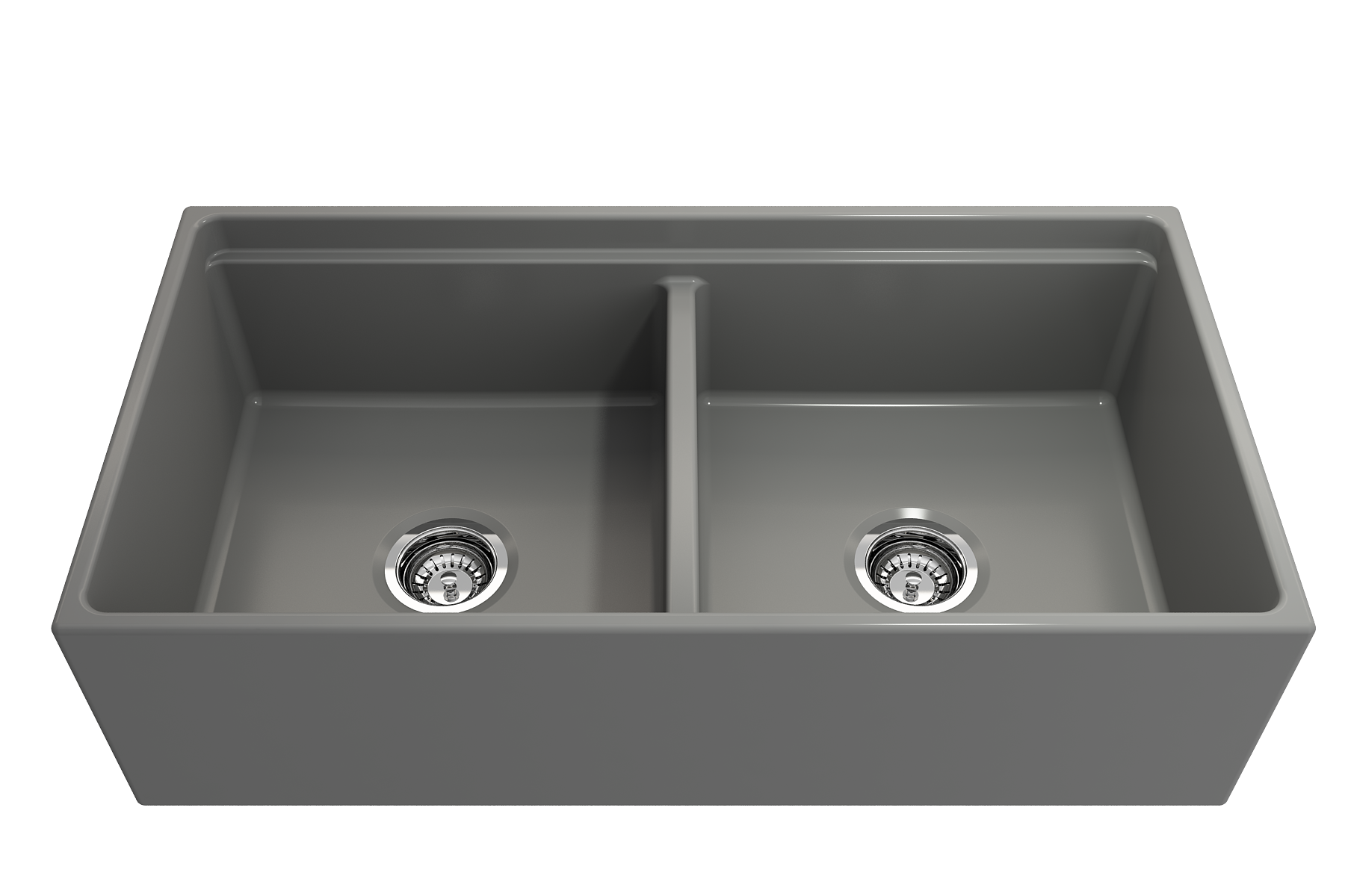 Contempo Step-Rim Apron Front Fireclay 36 in. Double Bowl Kitchen Sink with Integrated Work Station & Accessories 1348