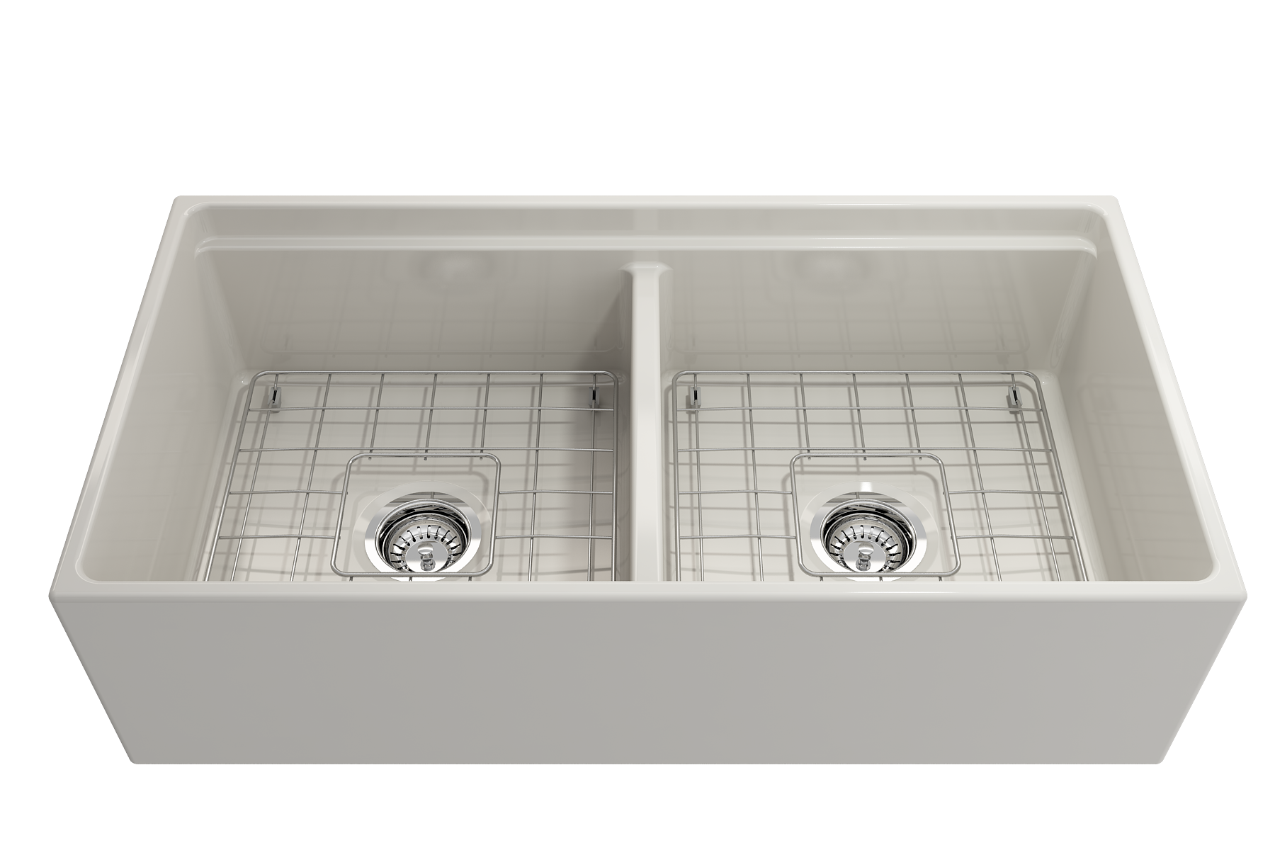 Contempo Step-Rim Apron Front Fireclay 36 in. Double Bowl Kitchen Sink with Integrated Work Station & Accessories 1348