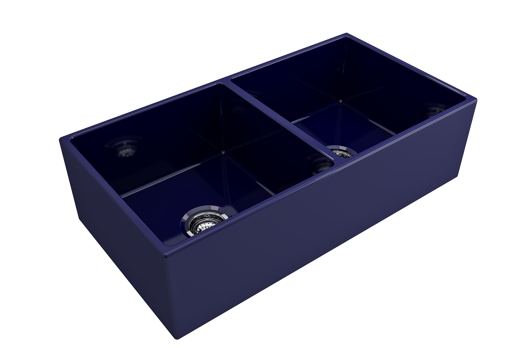 Contempo Apron Front Fireclay 36 in. Double Bowl Kitchen Sink with Protective Bottom Grids and Strainers 1350