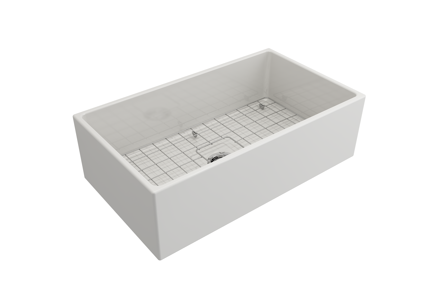 Contempo Apron Front Fireclay 33 in. Single Bowl Kitchen Sink with Protective Bottom Grid and Strainer 1352