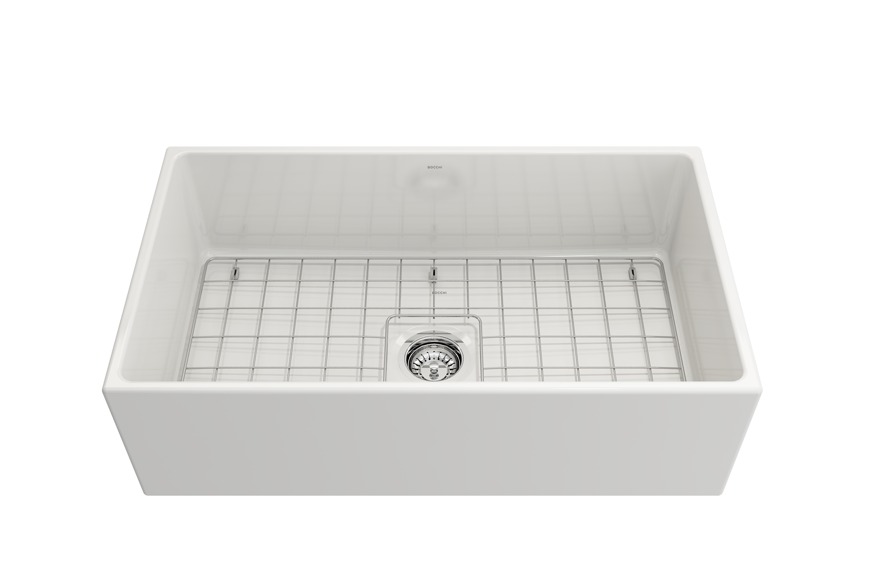 Contempo Apron Front Fireclay 33 in. Single Bowl Kitchen Sink with Protective Bottom Grid and Strainer 1352