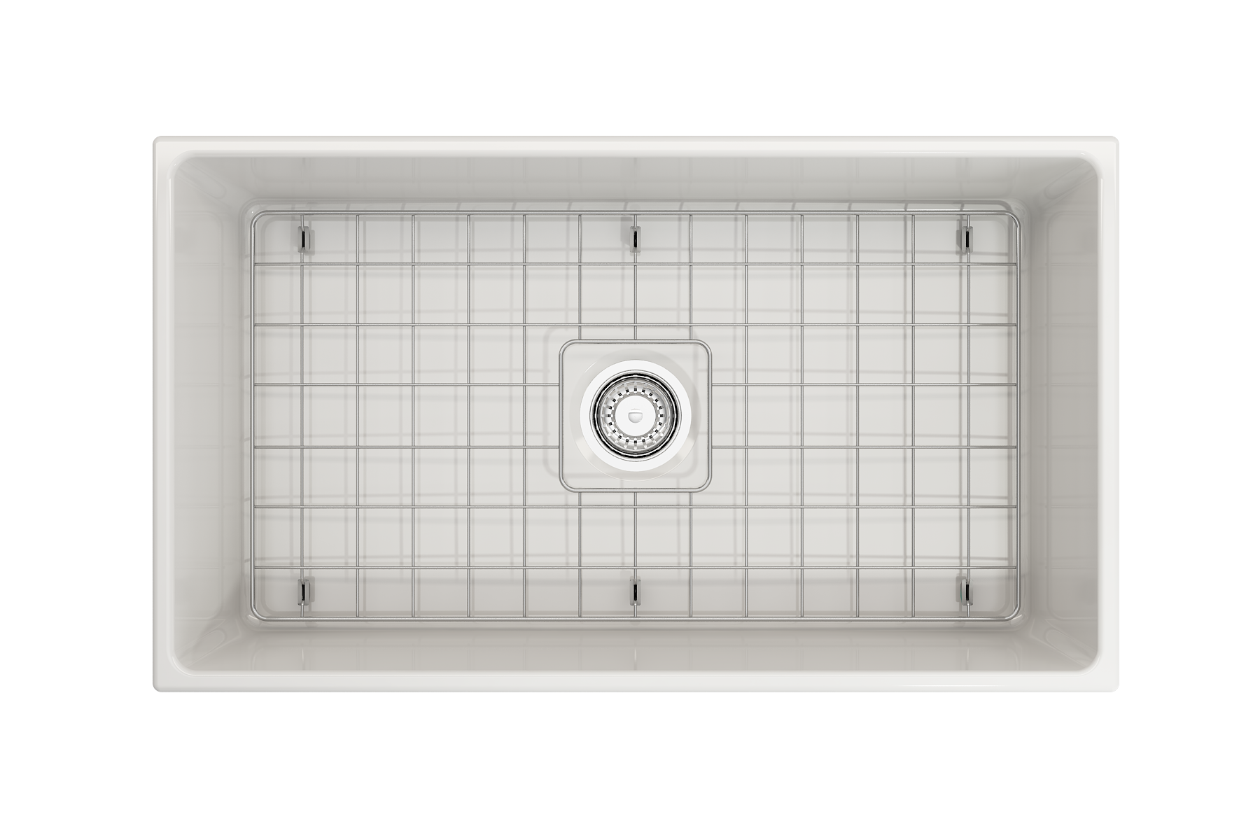 Contempo Apron Front Fireclay 33 in. Single Bowl Kitchen Sink with Protective Bottom Grid and Strainer 1352
