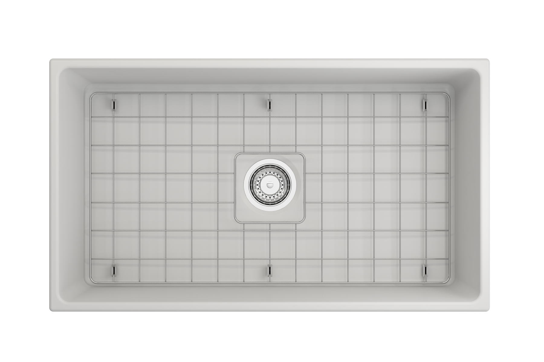 Contempo Apron Front Fireclay 33 in. Single Bowl Kitchen Sink with Protective Bottom Grid and Strainer 1352