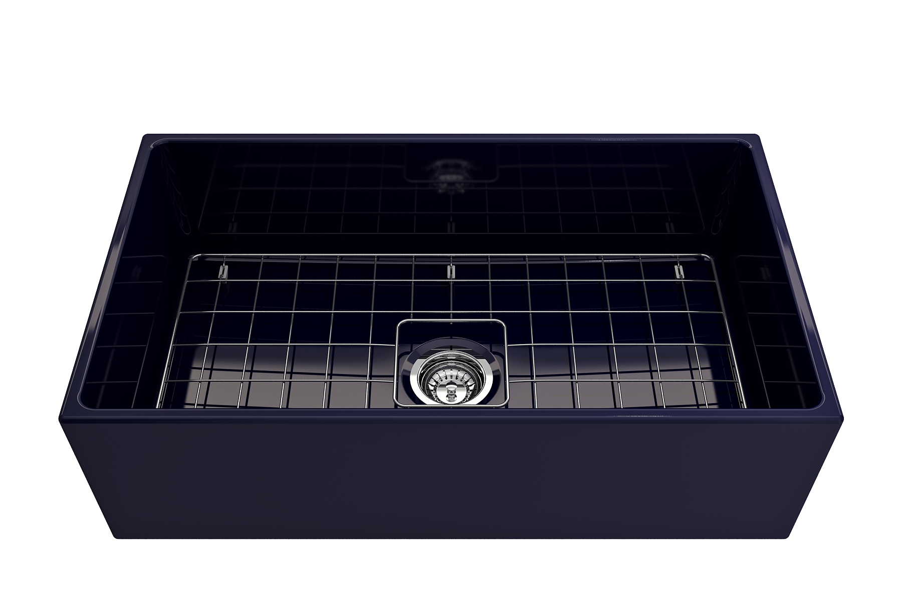 Contempo Apron Front Fireclay 33 in. Single Bowl Kitchen Sink with Protective Bottom Grid and Strainer 1352