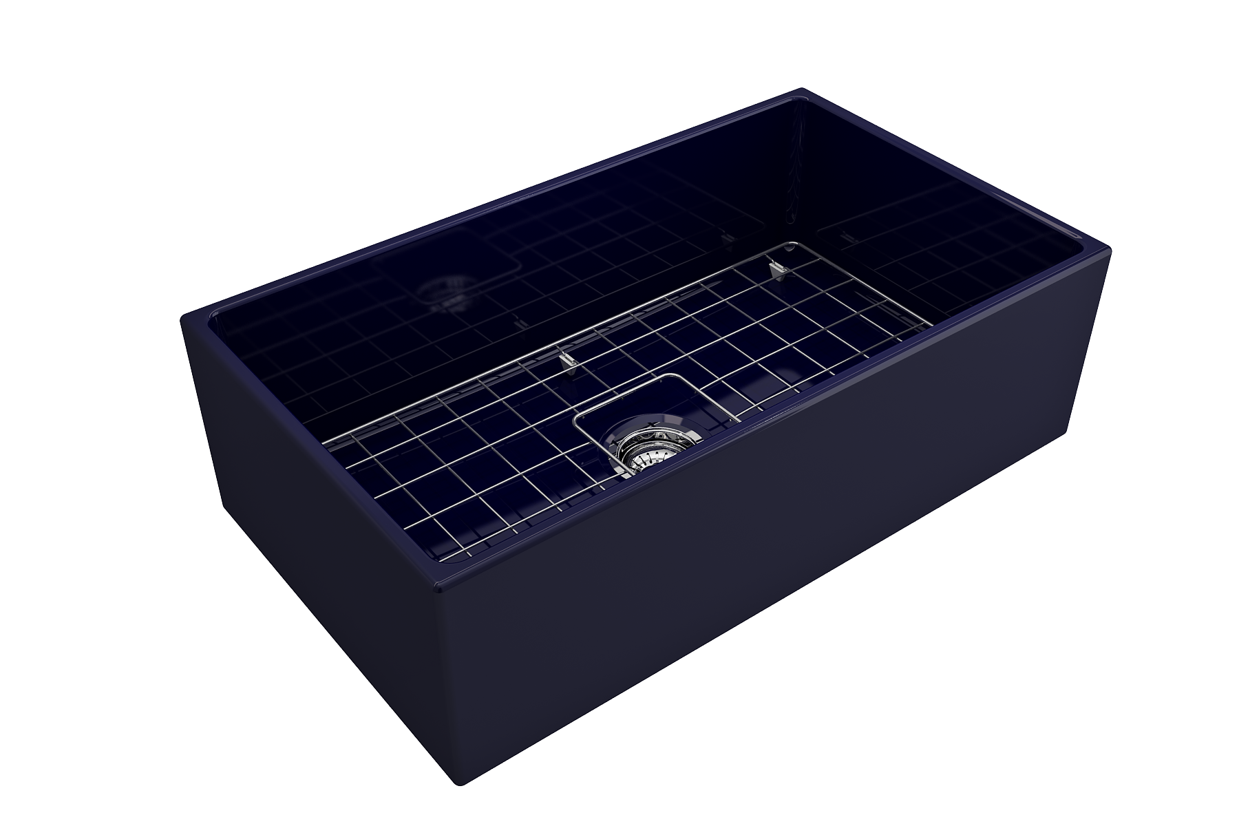 Contempo Apron Front Fireclay 33 in. Single Bowl Kitchen Sink with Protective Bottom Grid and Strainer 1352