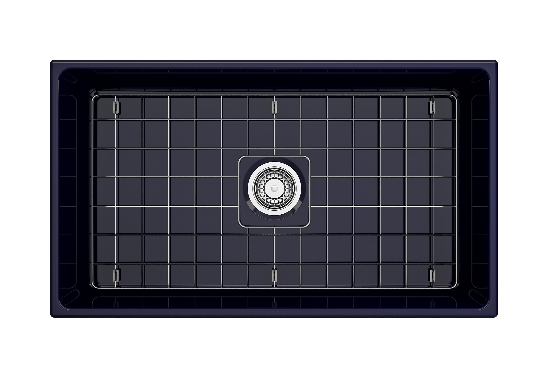 Contempo Apron Front Fireclay 33 in. Single Bowl Kitchen Sink with Protective Bottom Grid and Strainer 1352